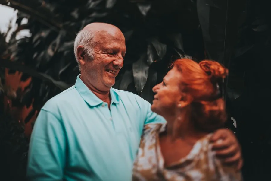 Happy senior couple smiling after denture care in Fort Myers